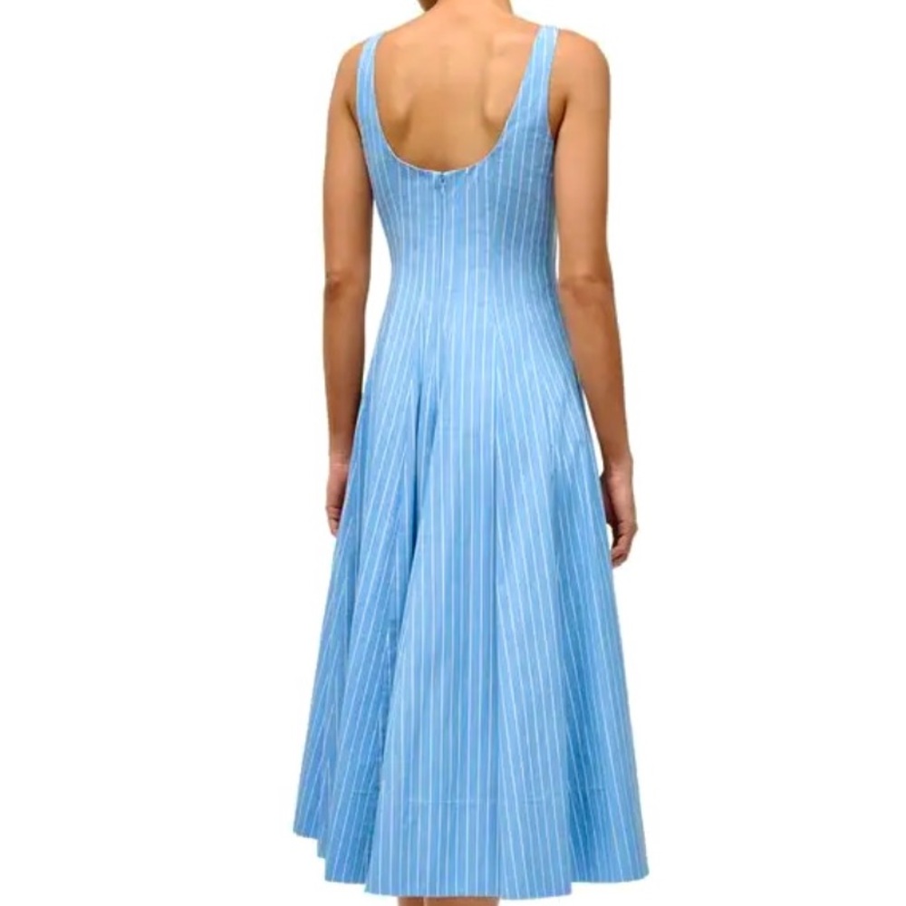 🌺🎉HP🎉🌺 NWOT Staud Wells Midi Dress Azure Pinstripe 🌟Rare Find🌟 - Picture 8 of 16